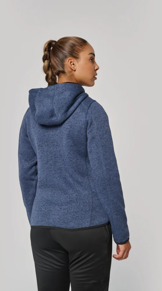 Ladies' Melange  Knitted Hooded Fleece Jacket