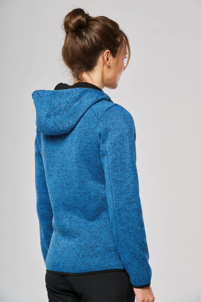 Ladies' Melange  Knitted Hooded Fleece Jacket