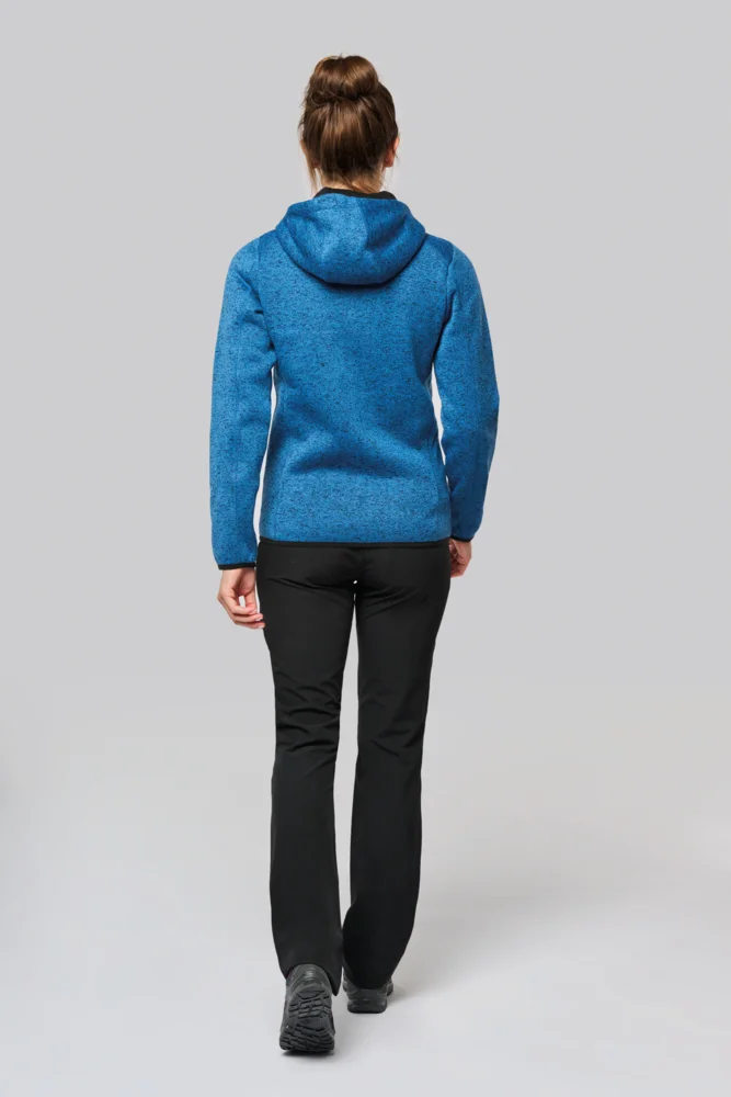 Ladies' Melange  Knitted Hooded Fleece Jacket