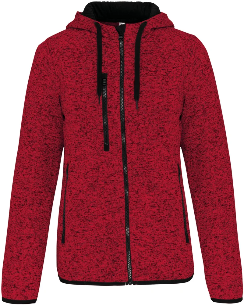 Ladies' Melange  Knitted Hooded Fleece Jacket