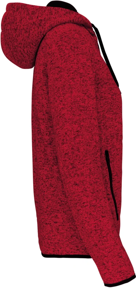 Ladies' Melange  Knitted Hooded Fleece Jacket