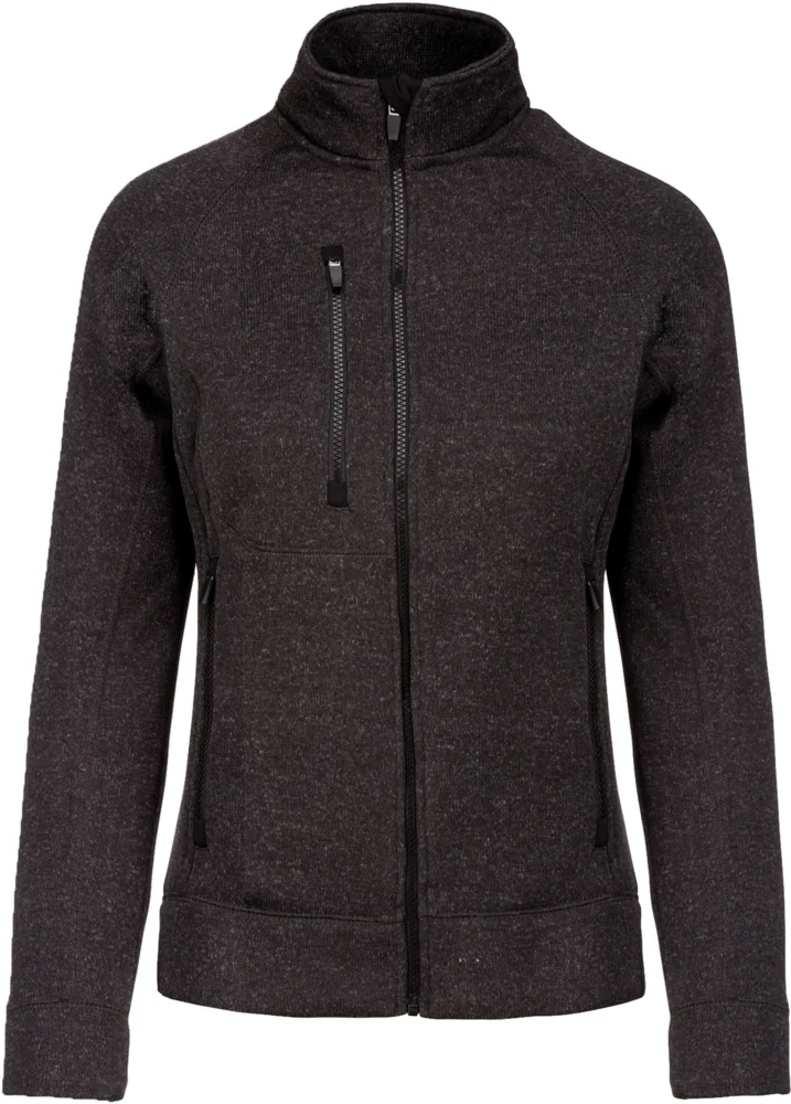 Damen Melange Strickfleece Jacke
