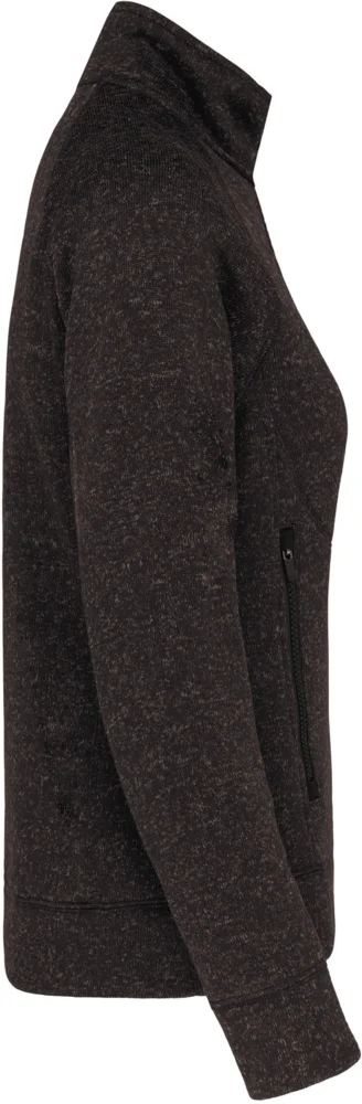 Damen Melange Strickfleece Jacke