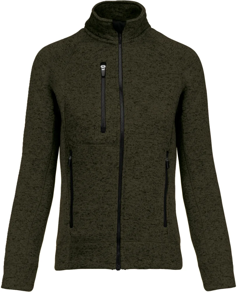 Damen Melange Strickfleece Jacke