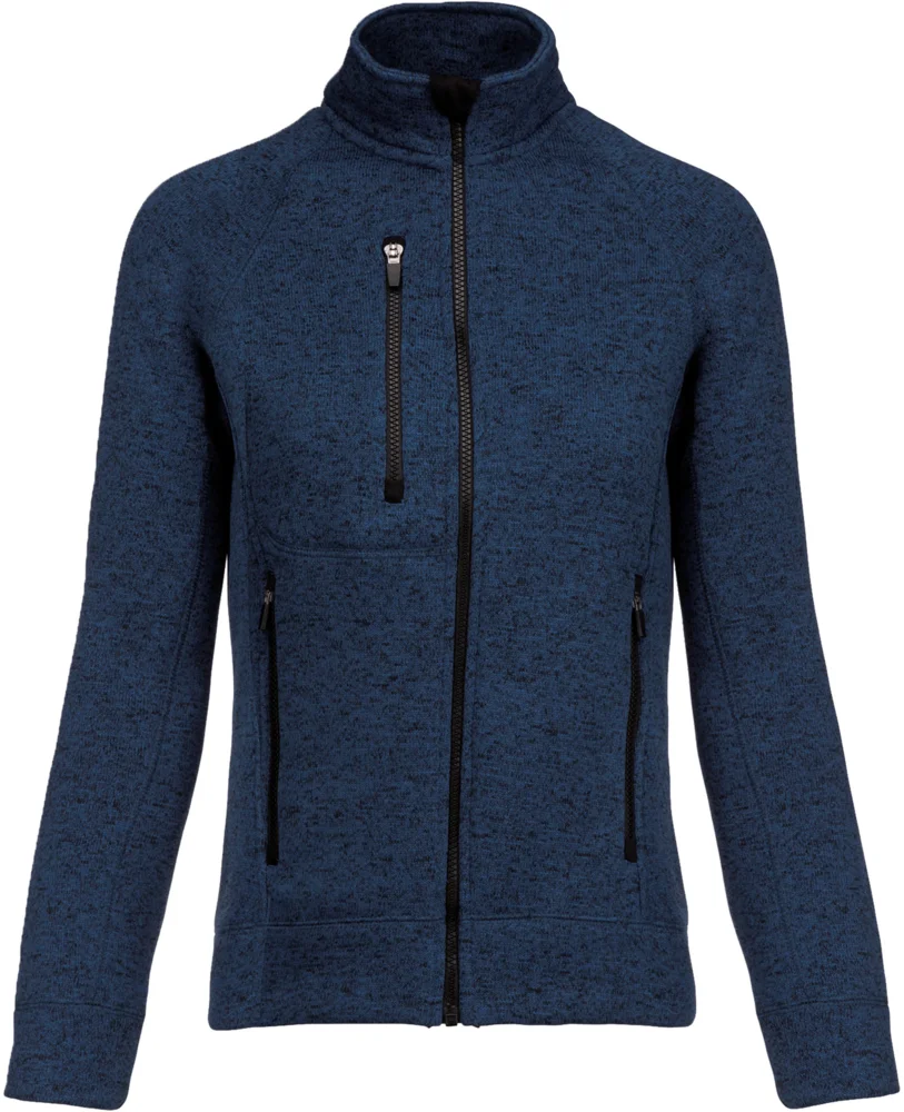 Damen Melange Strickfleece Jacke