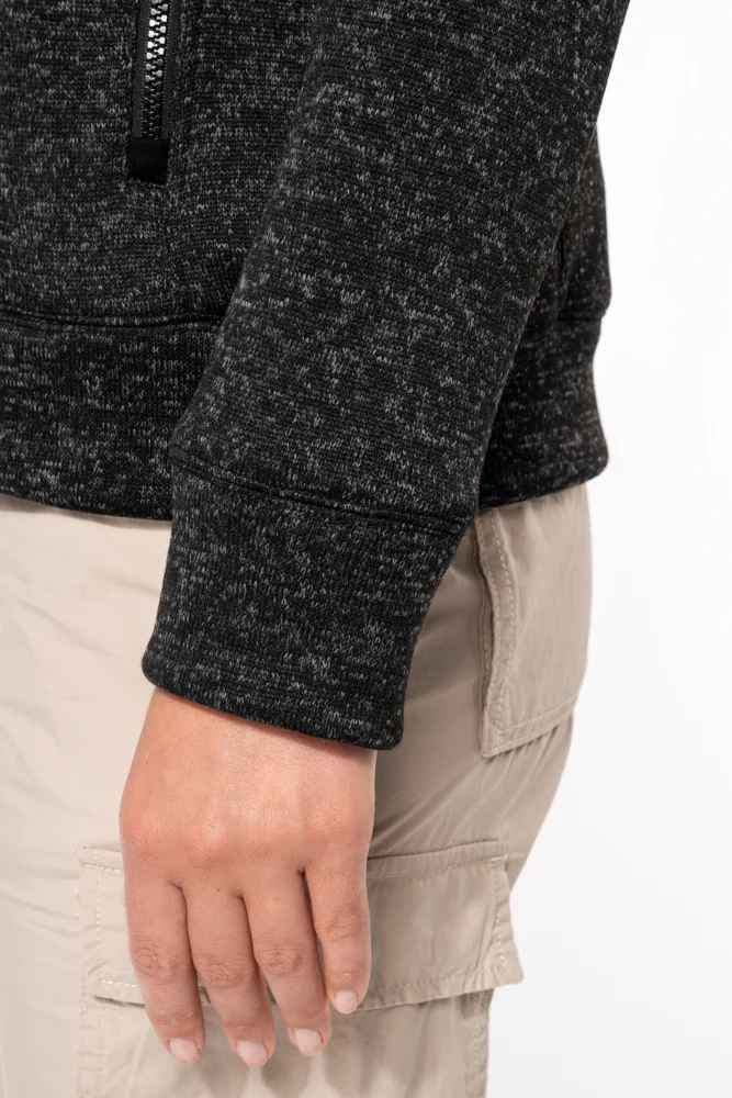 Damen Melange Strickfleece Jacke
