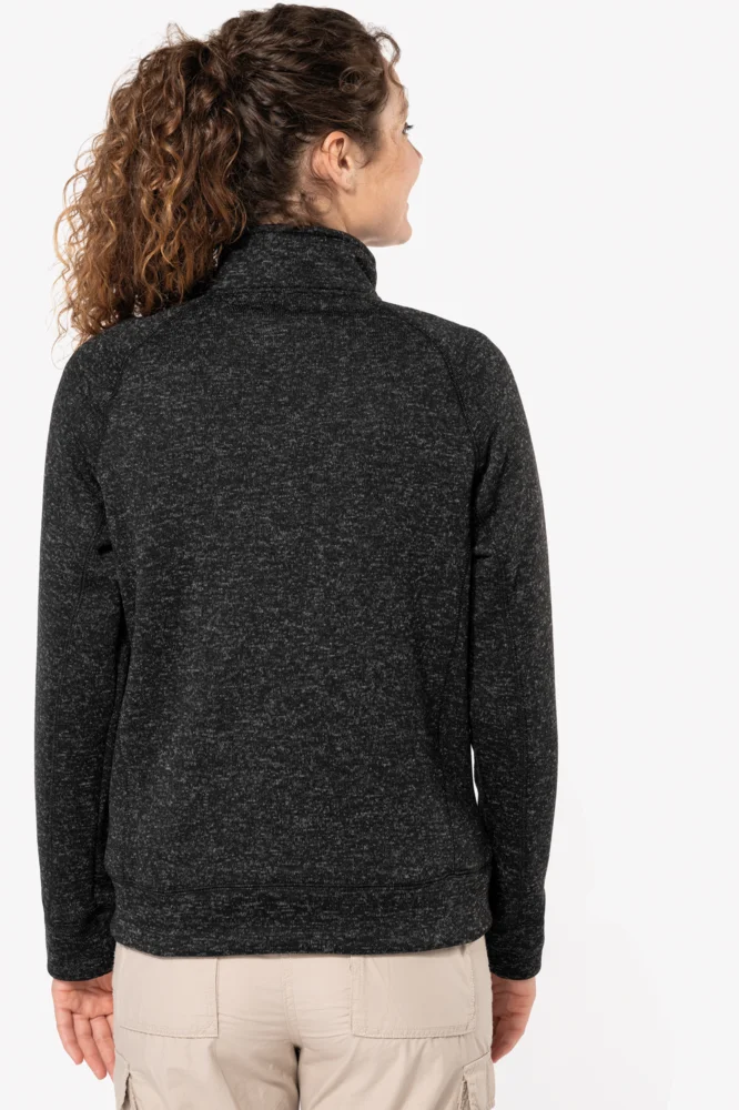 Damen Melange Strickfleece Jacke