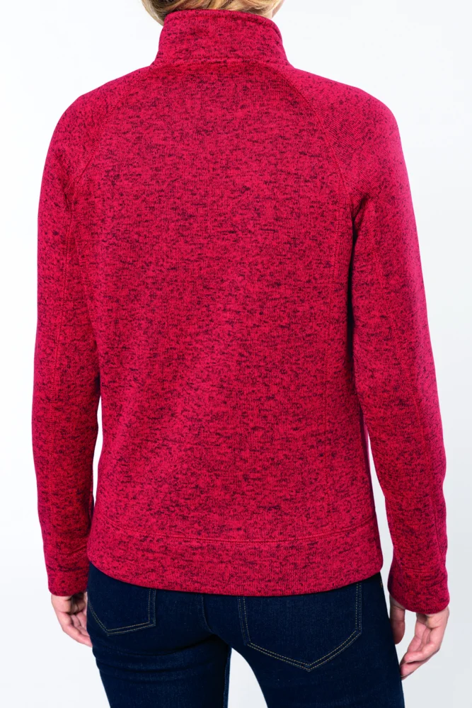 Damen Melange Strickfleece Jacke