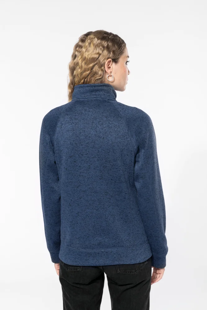 Damen Melange Strickfleece Jacke