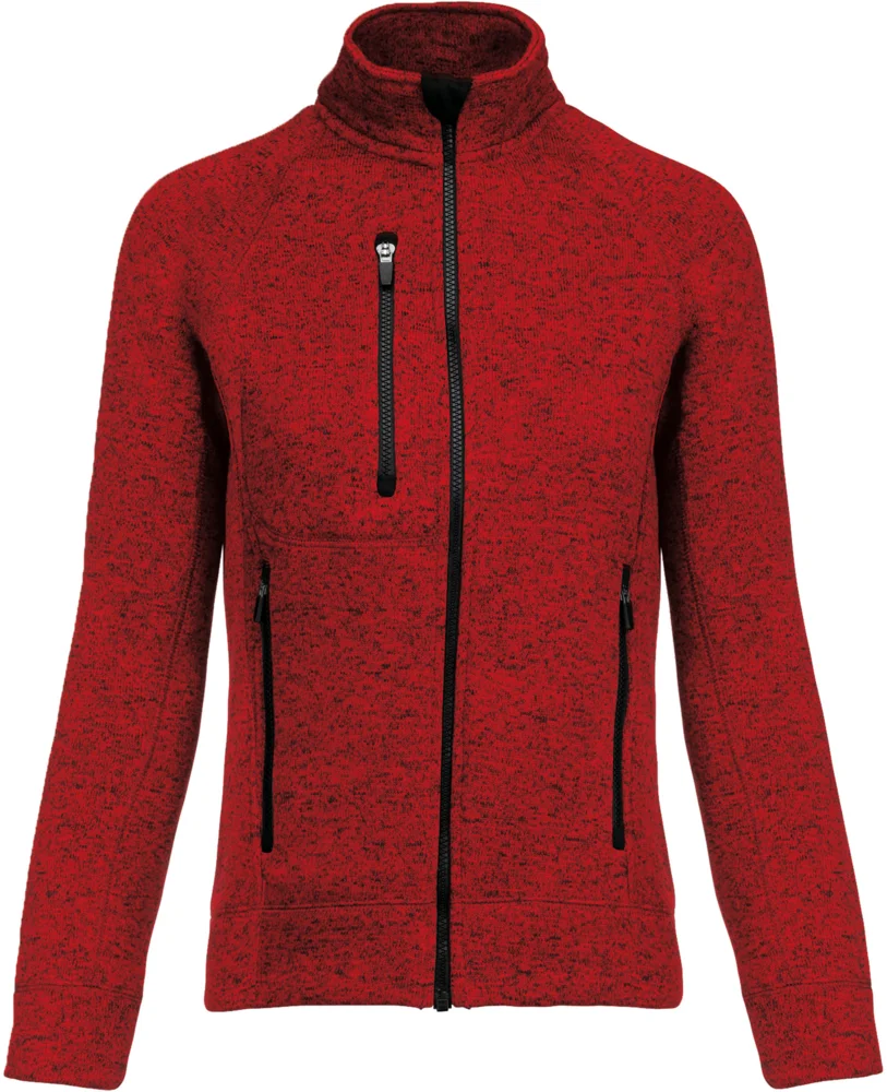 Damen Melange Strickfleece Jacke