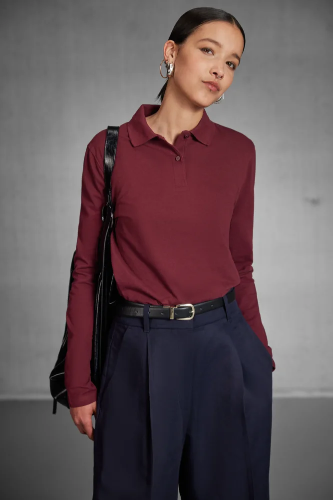 Damen Piqué Polo langarm