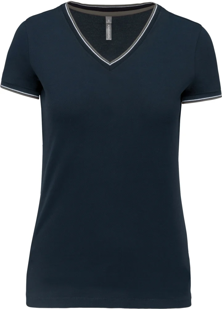 Damen Piqué V-Ausschnitt T-Shirt