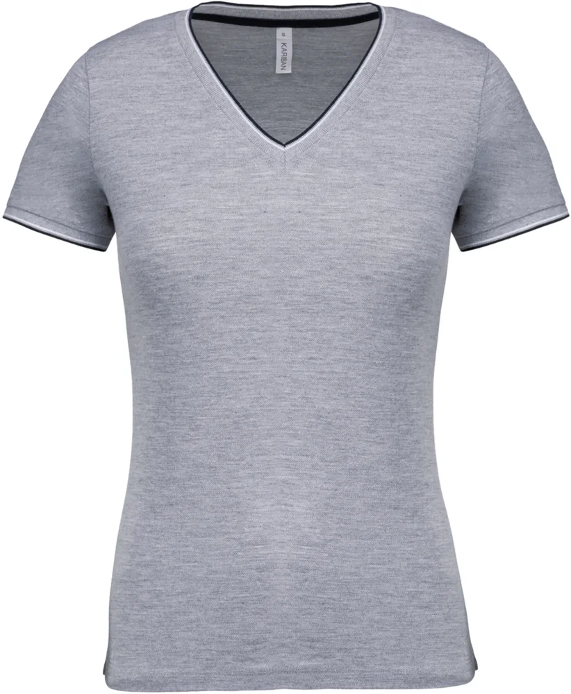 Damen Piqué V-Ausschnitt T-Shirt