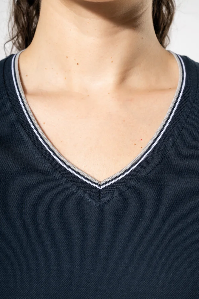 Damen Piqué V-Ausschnitt T-Shirt