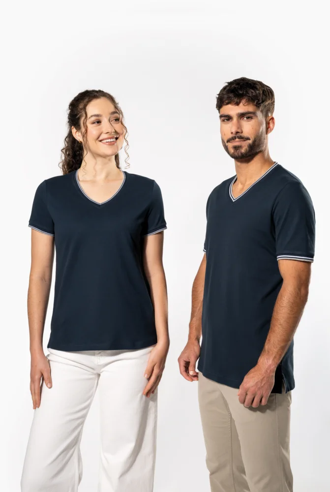 Damen Piqué V-Ausschnitt T-Shirt