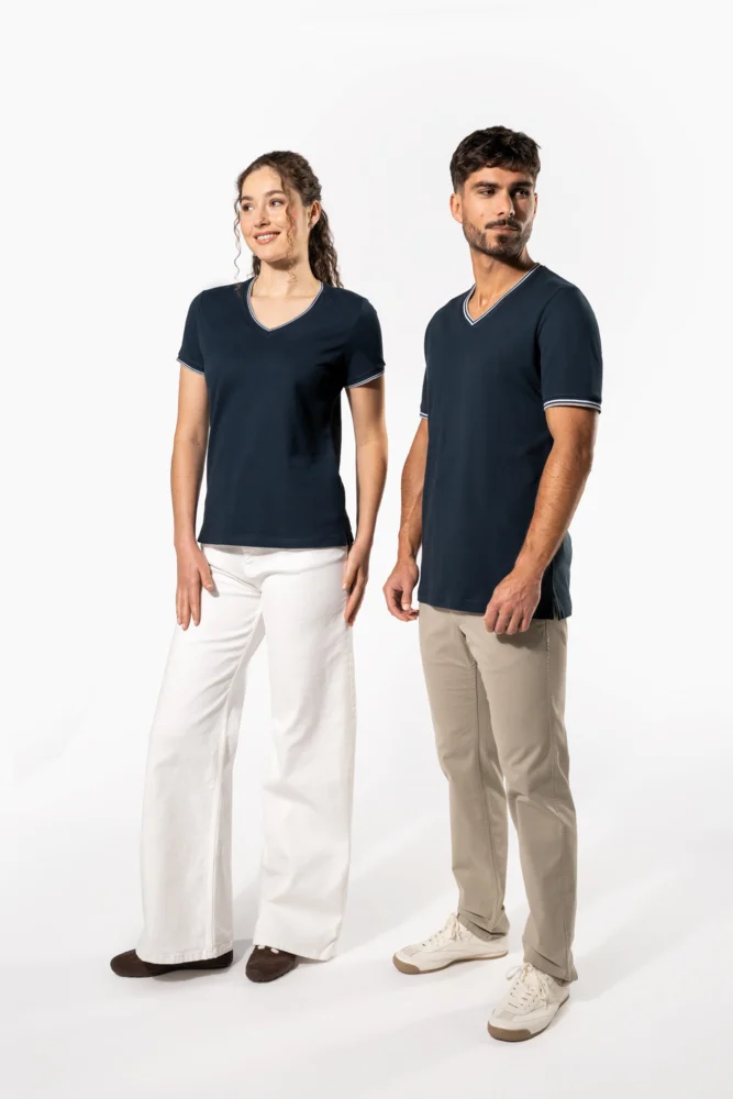 Damen Piqué V-Ausschnitt T-Shirt
