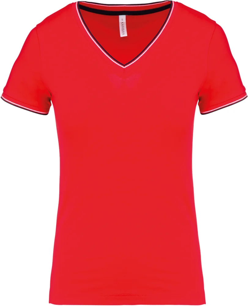 Damen Piqué V-Ausschnitt T-Shirt