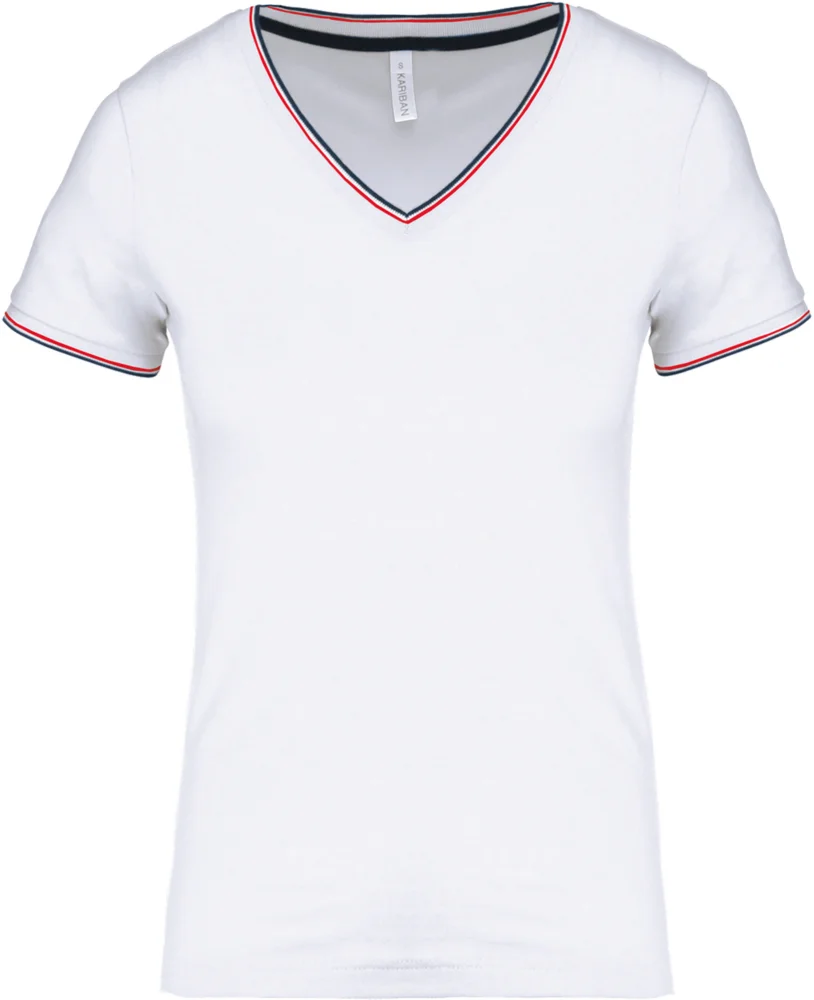 Damen Piqué V-Ausschnitt T-Shirt