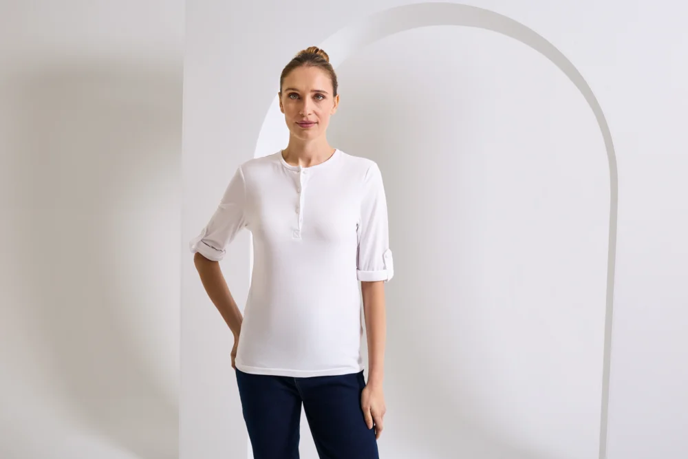 Damen Rollärmel T-Shirt langarm