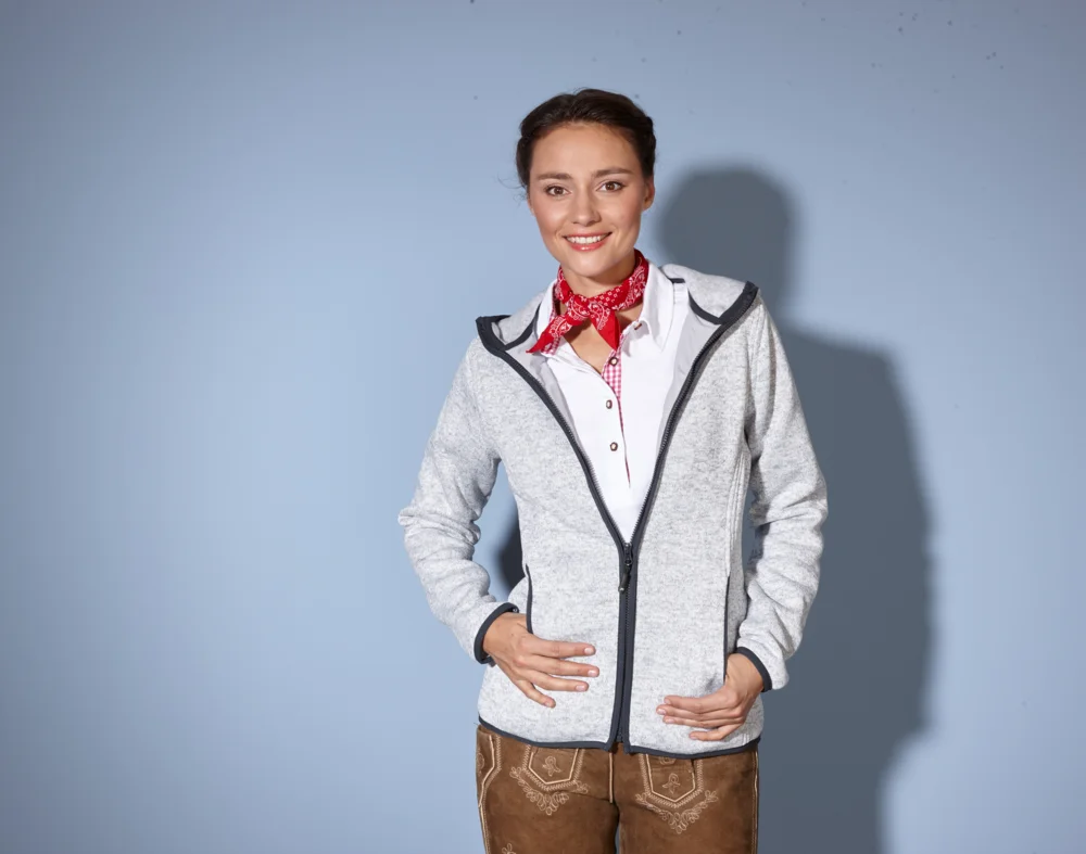 Damen Strickfleece Kapuzenjacke