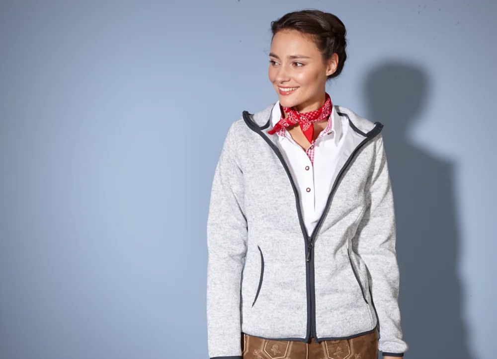 Damen Strickfleece Kapuzenjacke
