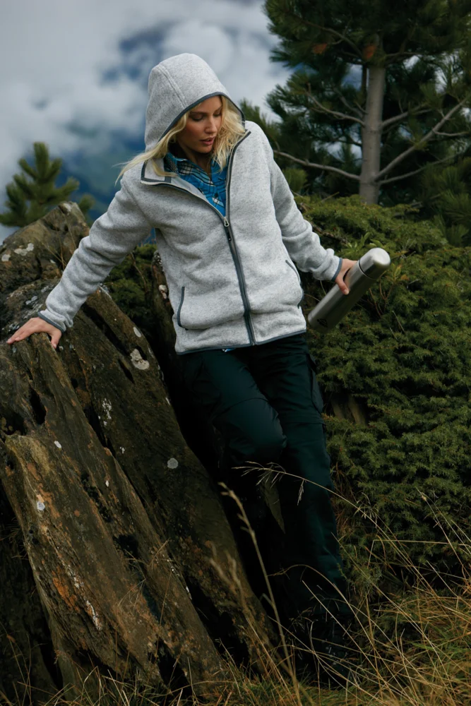 Damen Strickfleece Kapuzenjacke