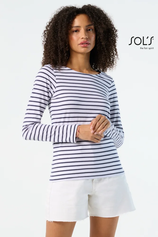 Damen T-Shirt langarm gestreift