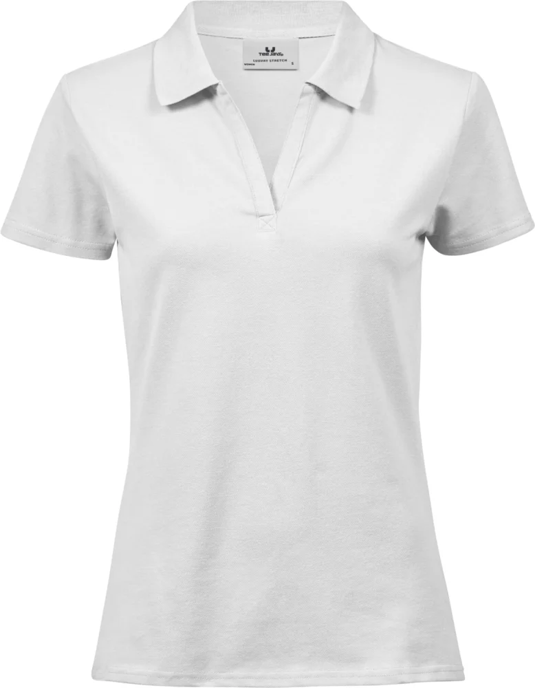Damen V-Ausschnitt Luxury Stretch Piqué Polo
