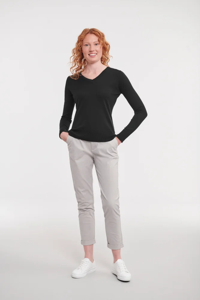 Damen V-Ausschnitt Strickpullover