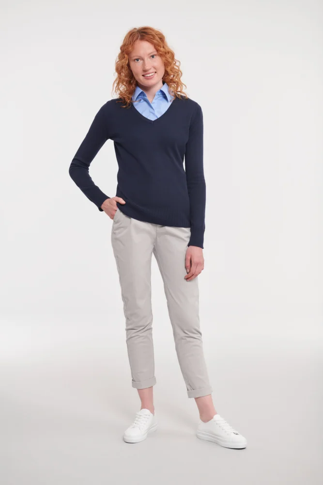 Damen V-Ausschnitt Strickpullover