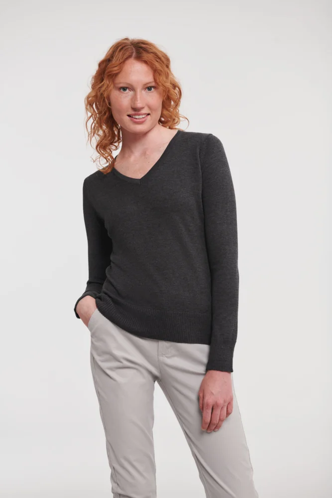 Damen V-Ausschnitt Strickpullover
