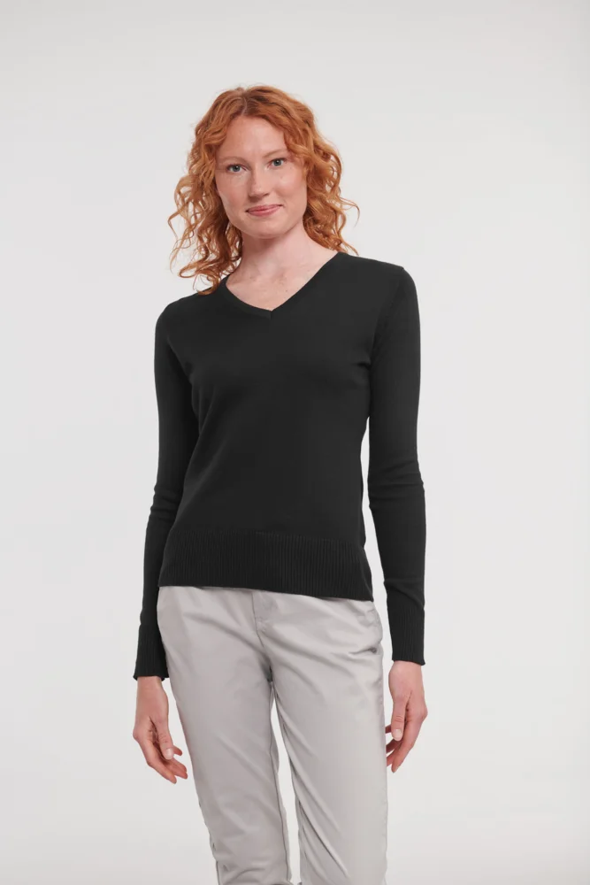 Damen V-Ausschnitt Strickpullover