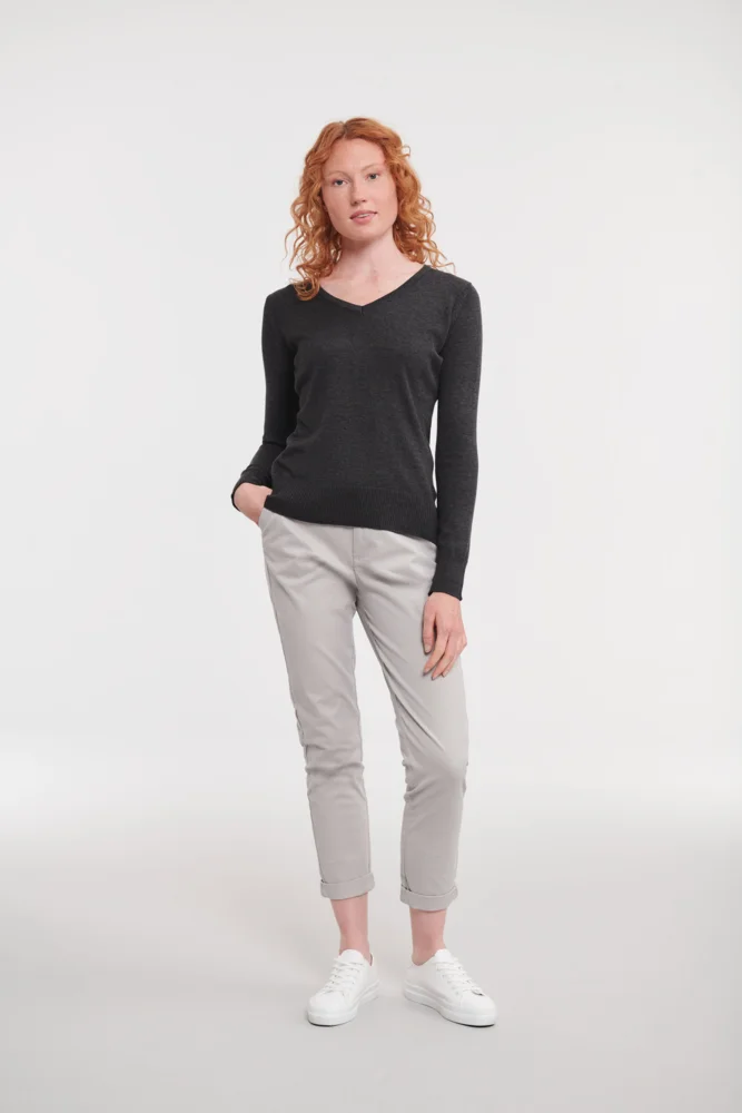 Damen V-Ausschnitt Strickpullover