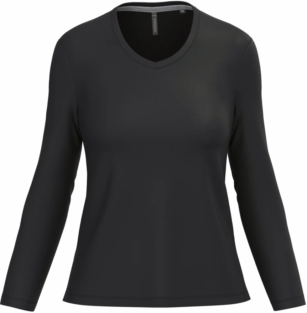 Damen V-Ausschnitt T-Shirt langarm