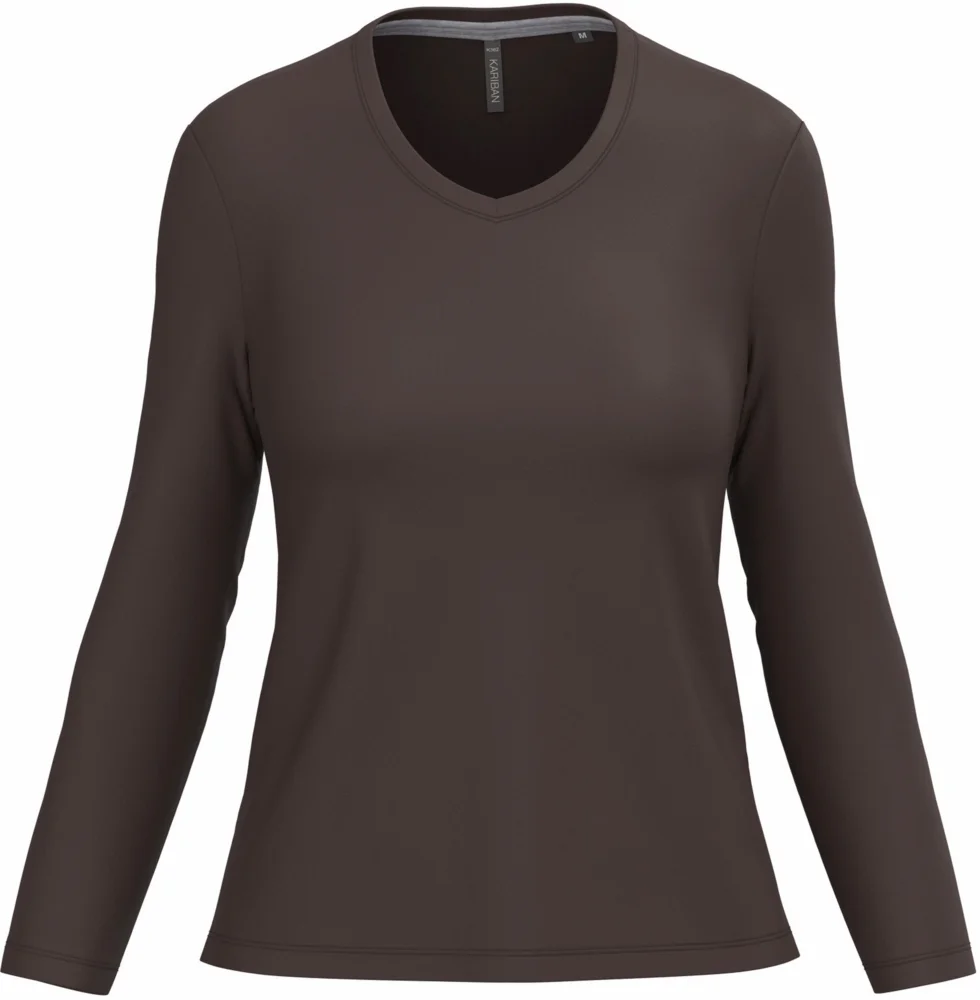 Damen V-Ausschnitt T-Shirt langarm