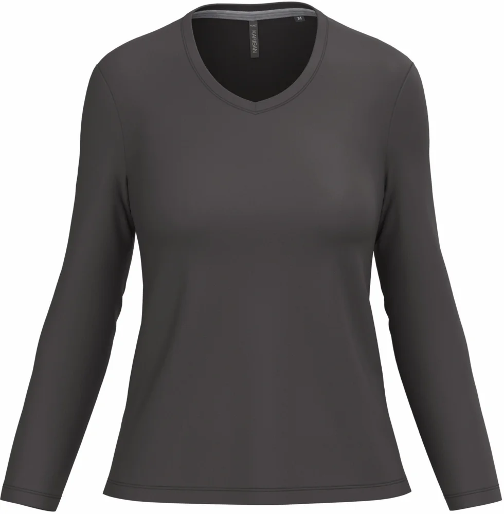 Damen V-Ausschnitt T-Shirt langarm