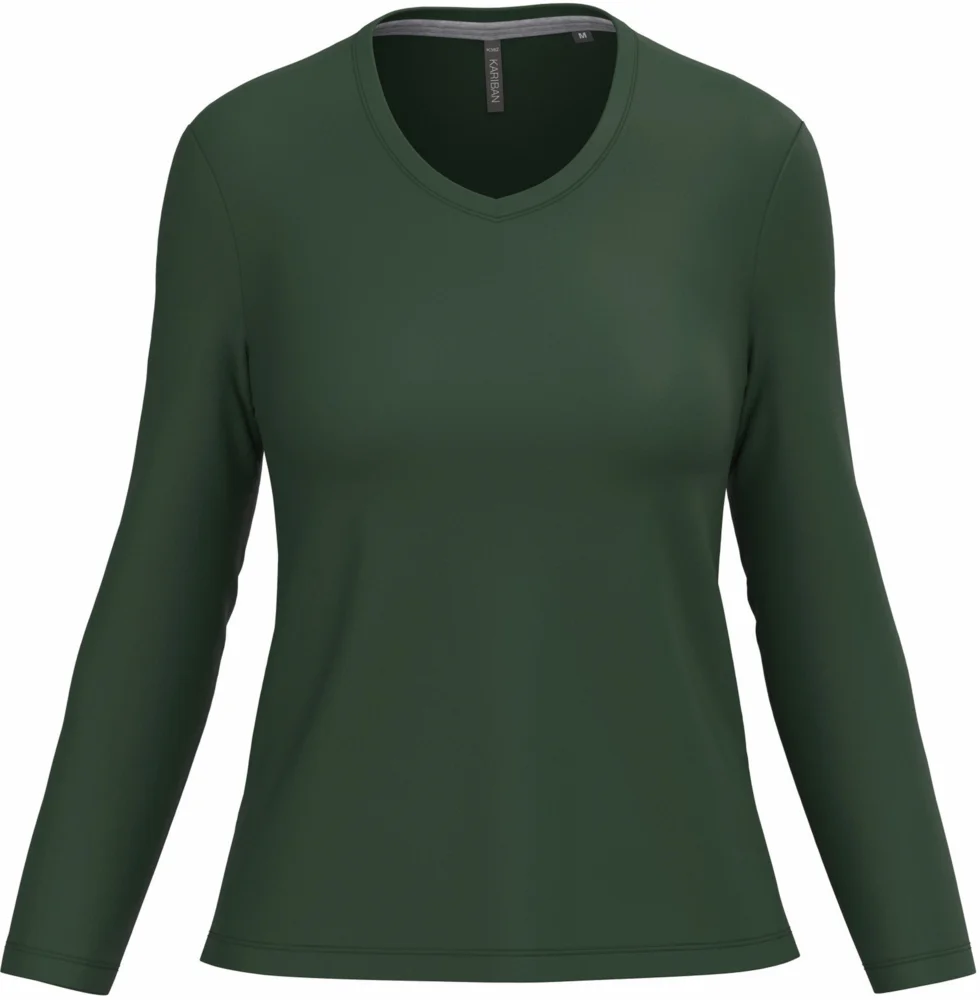 Damen V-Ausschnitt T-Shirt langarm