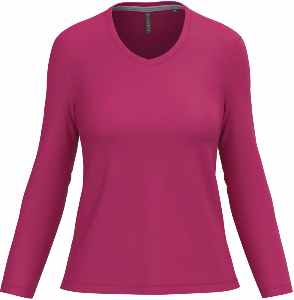 Damen V-Ausschnitt T-Shirt langarm