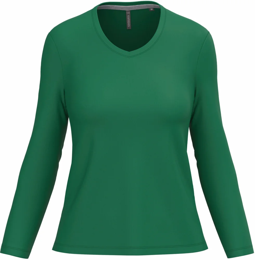 Damen V-Ausschnitt T-Shirt langarm