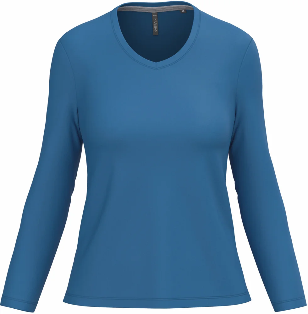 Damen V-Ausschnitt T-Shirt langarm