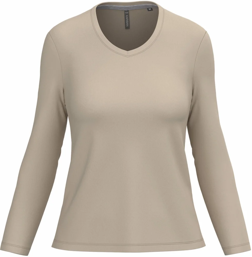 Damen V-Ausschnitt T-Shirt langarm