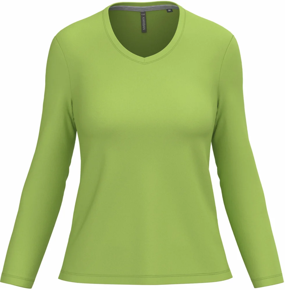 Damen V-Ausschnitt T-Shirt langarm