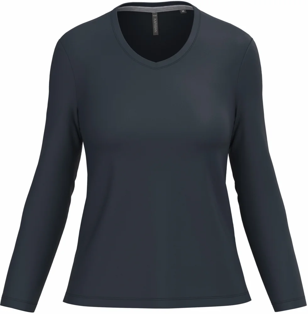 Damen V-Ausschnitt T-Shirt langarm