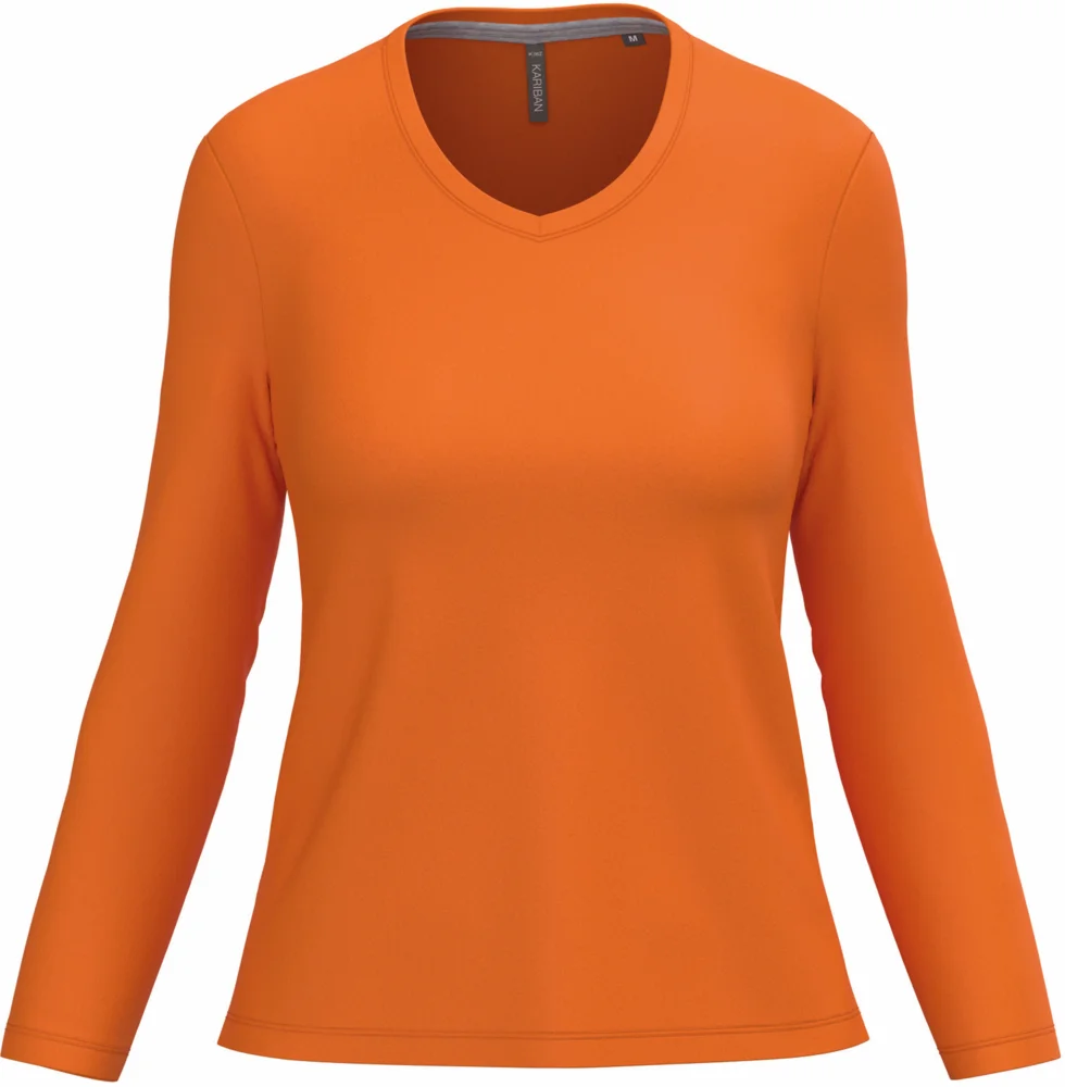 Damen V-Ausschnitt T-Shirt langarm