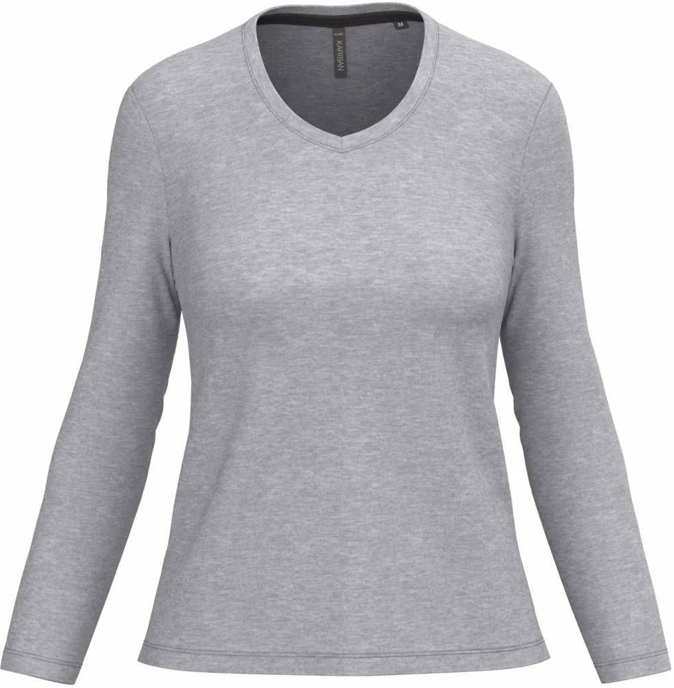 Damen V-Ausschnitt T-Shirt langarm