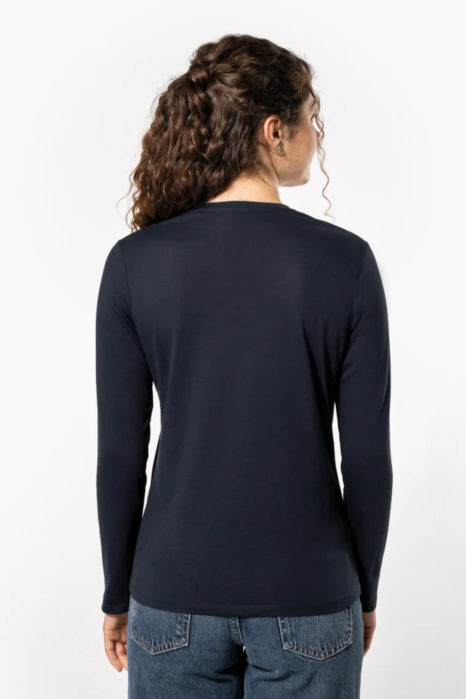 Damen V-Ausschnitt T-Shirt langarm