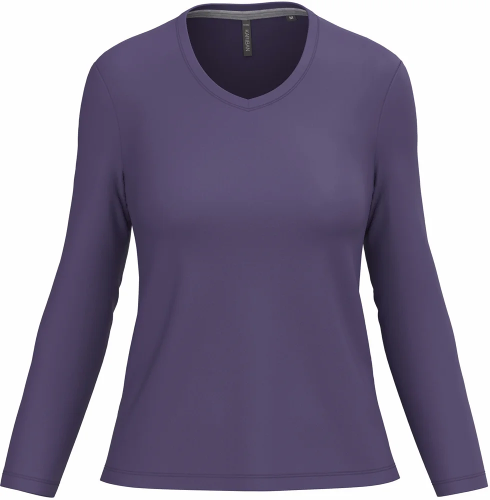 Damen V-Ausschnitt T-Shirt langarm