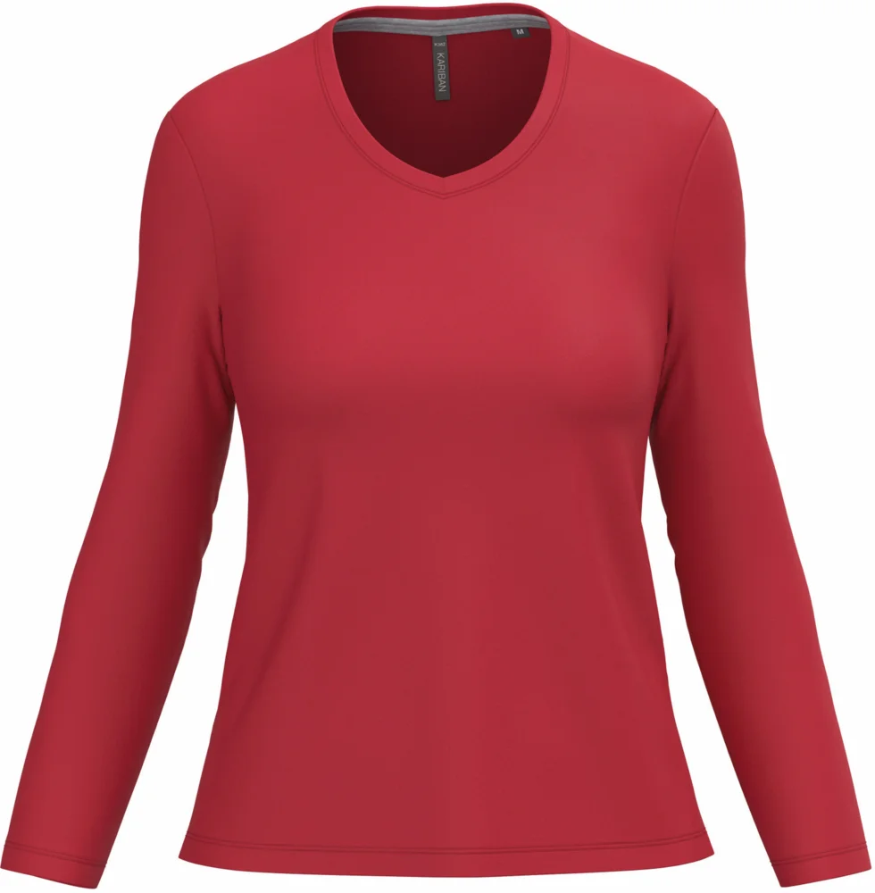 Damen V-Ausschnitt T-Shirt langarm