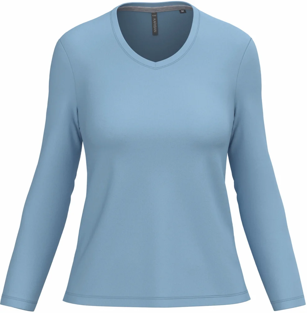 Damen V-Ausschnitt T-Shirt langarm