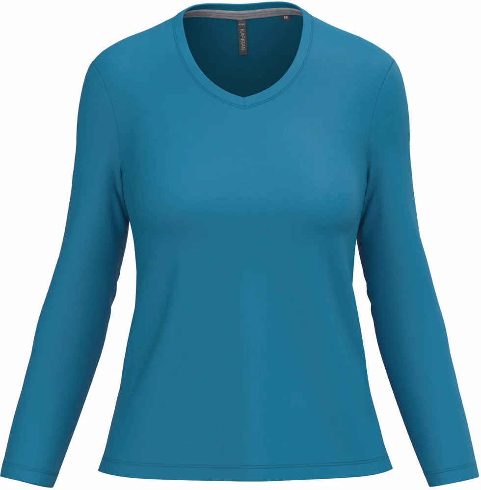 Damen V-Ausschnitt T-Shirt langarm
